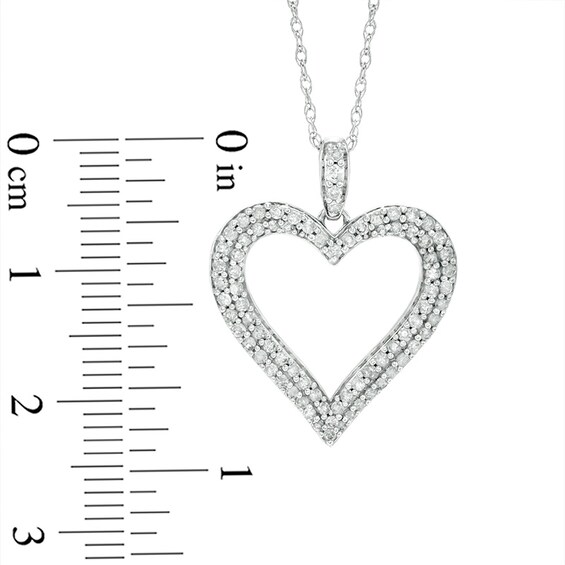 1/2 CT. T.w. Diamond Heart Outline Pendant in 10K White Gold
