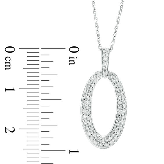 1/2 CT. T.w. Diamond Oval Pendant in 10K White Gold