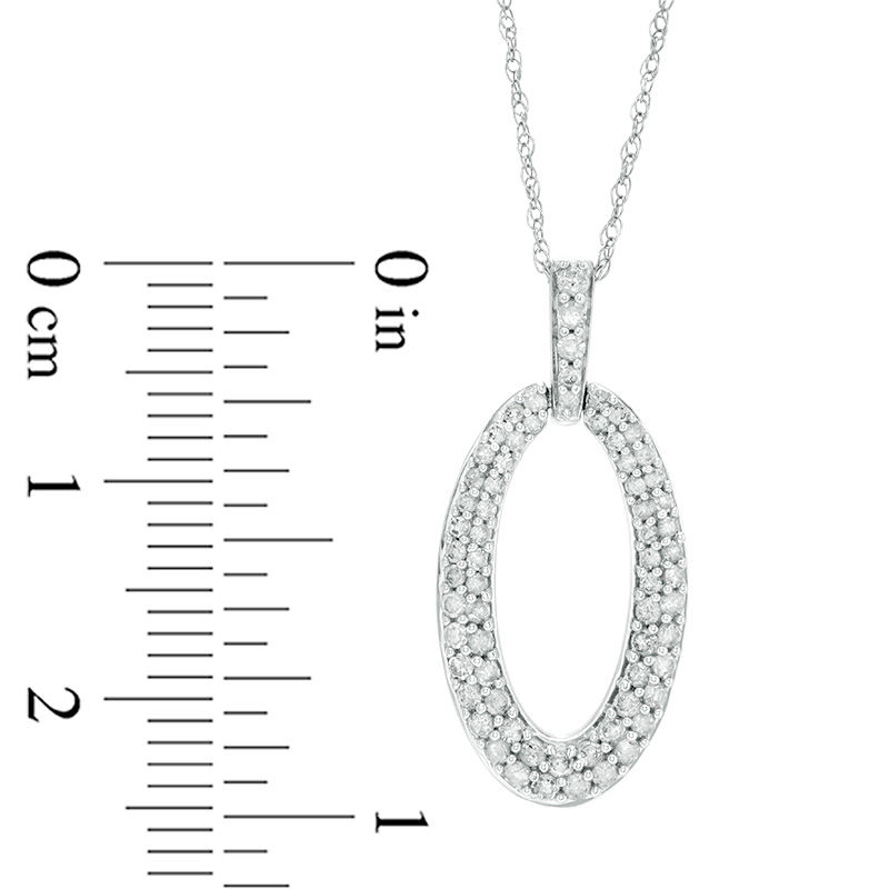 Main Image 3 of 1/2 CT. T.W. Diamond Oval Pendant in 10K White Gold