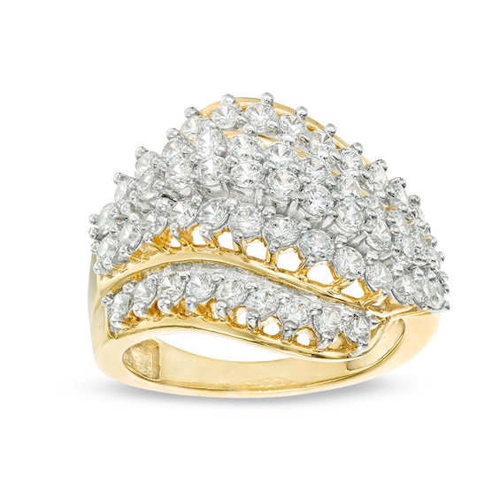 2 CT. T.w. Diamond Multi-Row Wave Ring in 10K Gold