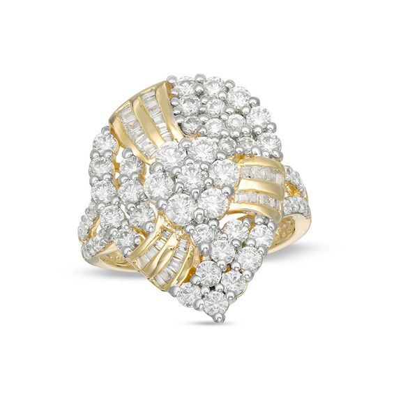 2 CT. T.W. Composite Diamond Pear-Shaped Spiral Ring in 10K Gold | Zales