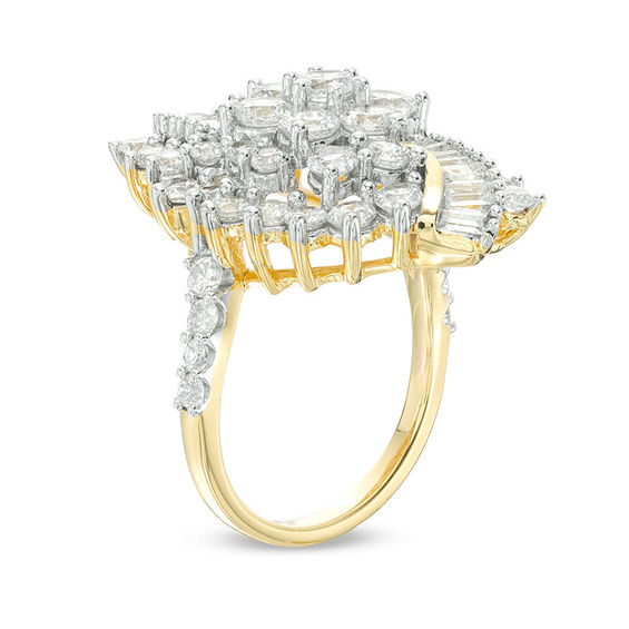 3 CT. T.w. Composite Diamond Waterfall Ring in 10K Gold