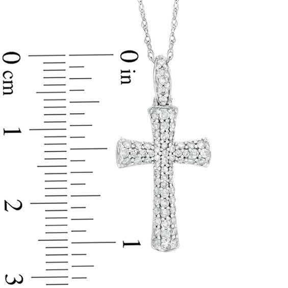 1/2 CT. T.w. Diamond Cross Pendant in 10K White Gold