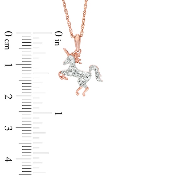 1/8 CT. T.w. Diamond Unicorn Pendant in Sterling Silver with 14K Rose Gold Plate
