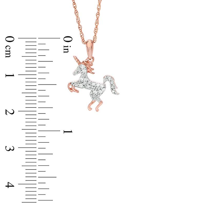 Main Image 3 of 1/8 CT. T.W. Diamond Unicorn Pendant in Sterling Silver with 14K Rose Gold Plate