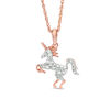 Thumbnail Image 0 of 1/8 CT. T.W. Diamond Unicorn Pendant in Sterling Silver with 14K Rose Gold Plate