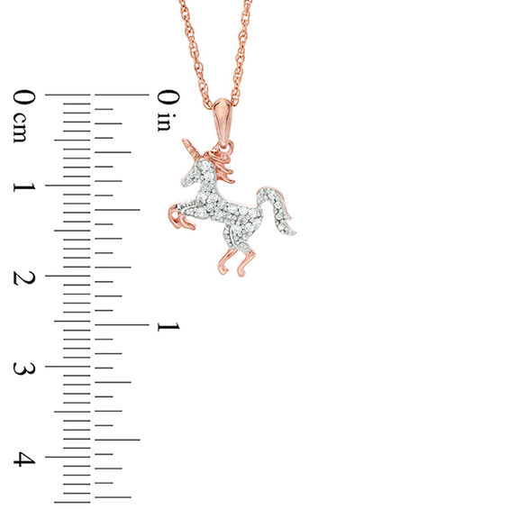 1/8 CT. T.w. Diamond Unicorn Pendant in Sterling Silver with 14K Rose Gold Plate