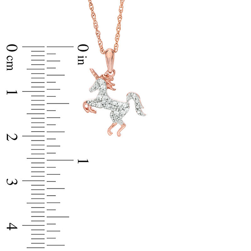 1/8 CT. T.W. Diamond Unicorn Pendant in Sterling Silver with 14K Rose Gold Plate