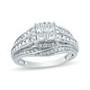 Thumbnail Image 0 of 1 CT. T.W. Quad Princess-Cut Diamond Frame Bypass Engagement Ring in 10K White Gold