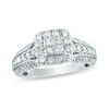 Thumbnail Image 1 of 1 CT. T.W. Quad Princess-Cut Diamond Frame Vintage-Style Engagement Ring in 10K White Gold