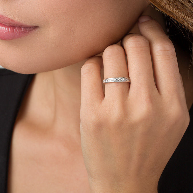 Main Image 3 of 1 CT. T.W. Diamond Eternity Band in 14K White Gold (H/SI2)
