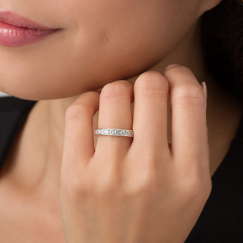 Main Image 3 of 1-1/2 CT. T.W. Diamond Eternity Band in 14K White Gold (H/SI2)