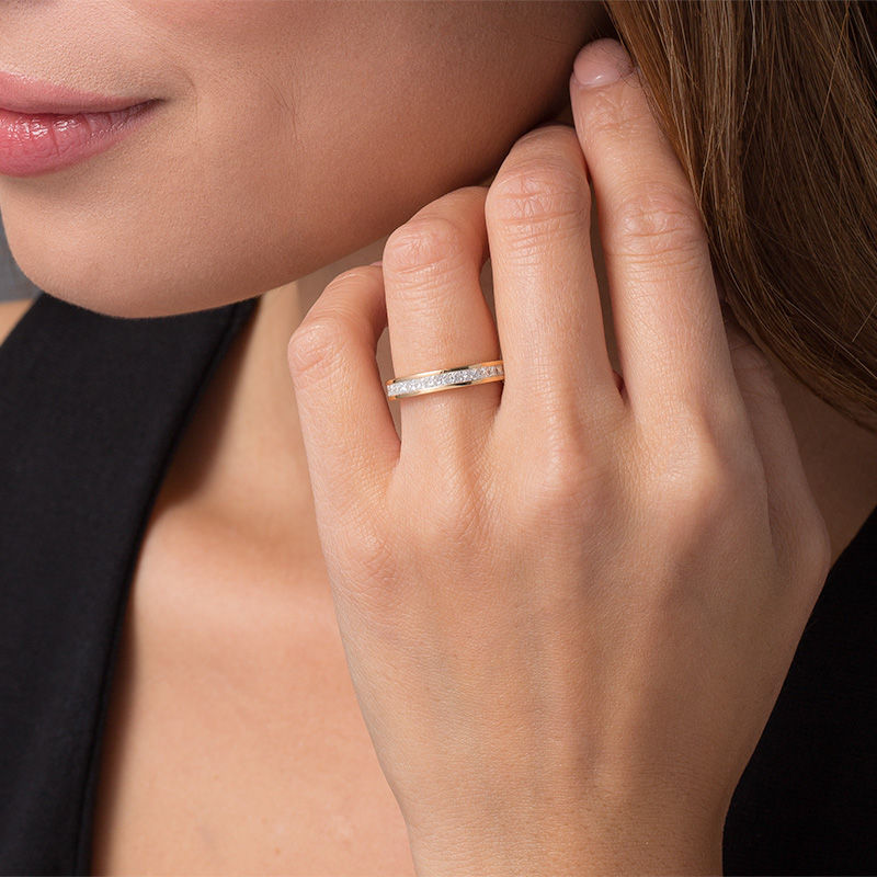 Main Image 3 of 1-1/2 CT. T.W. Princess-Cut Diamond Eternity Band in 14K Gold (H/SI2)