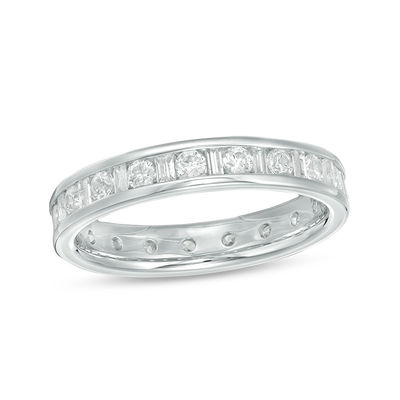 Art Deco Design Eternity Ring Platinum Plated Sterling Silver -  Sweden