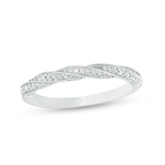 1/5 CT. T.W. Diamond Twist Wedding Band in 10K White Gold Zales