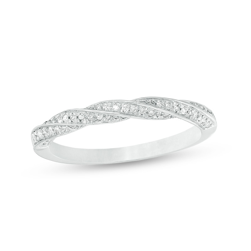 1/5 CT. T.W. Diamond Twist Wedding Band in 10K White Gold