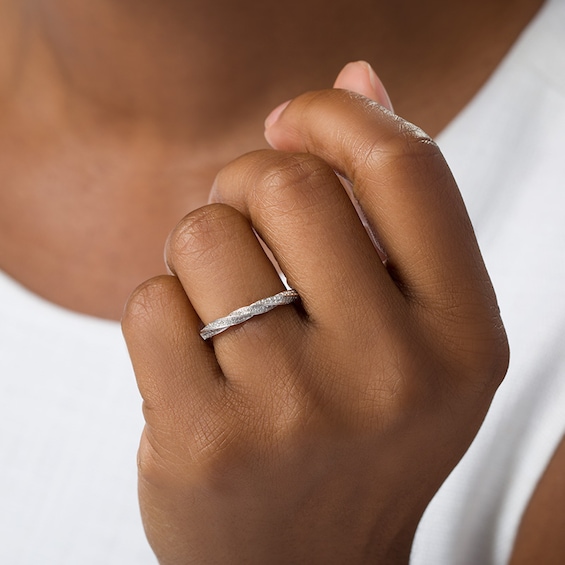 1/5 CT. T.w. Diamond Twist Wedding Band in 10K White Gold