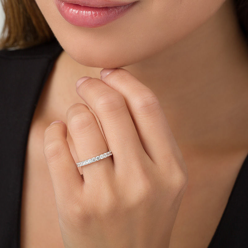 Main Image 3 of 1 CT. T.W. Diamond Eternity Band in 14K White Gold (H/SI2