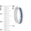 Thumbnail Image 3 of Lab-Created Blue and White Sapphire Triple Row Inside-Out Hoop Earrings in Sterling Silver