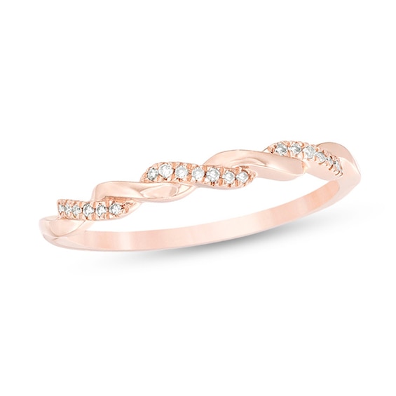 1/20 CT. T.w. Diamond Twist Wedding Band in 10K Rose Gold