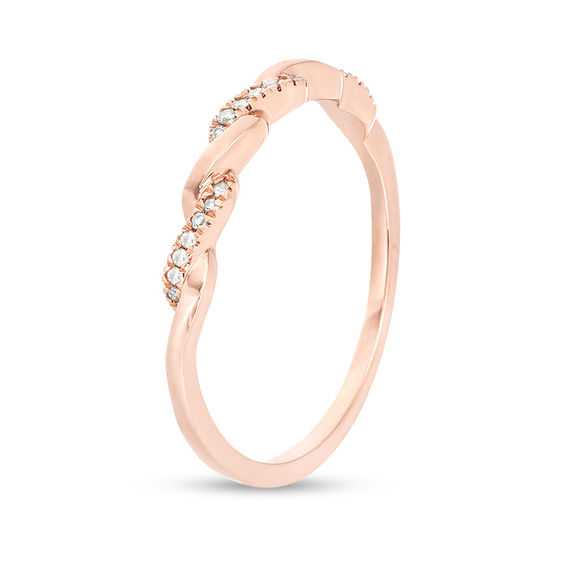 1/20 CT. T.w. Diamond Twist Wedding Band in 10K Rose Gold
