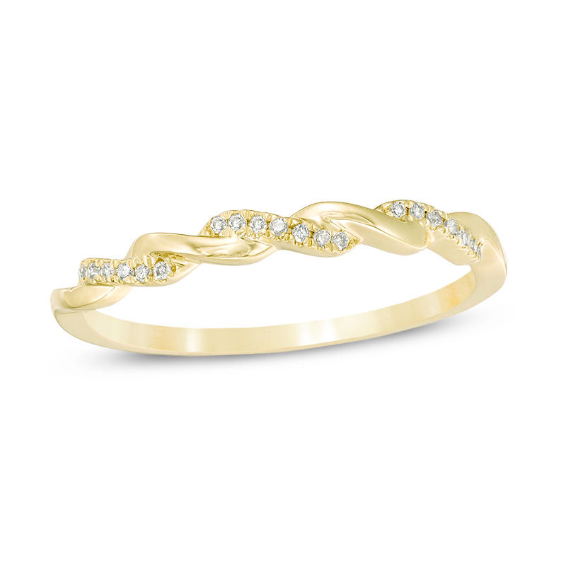 1/20 CT. T.W. Diamond Twist Wedding Band in 10K Gold