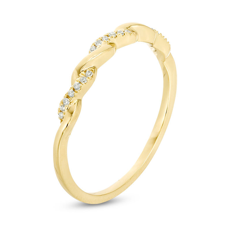 1/20 CT. T.W. Diamond Twist Wedding Band in 10K Gold