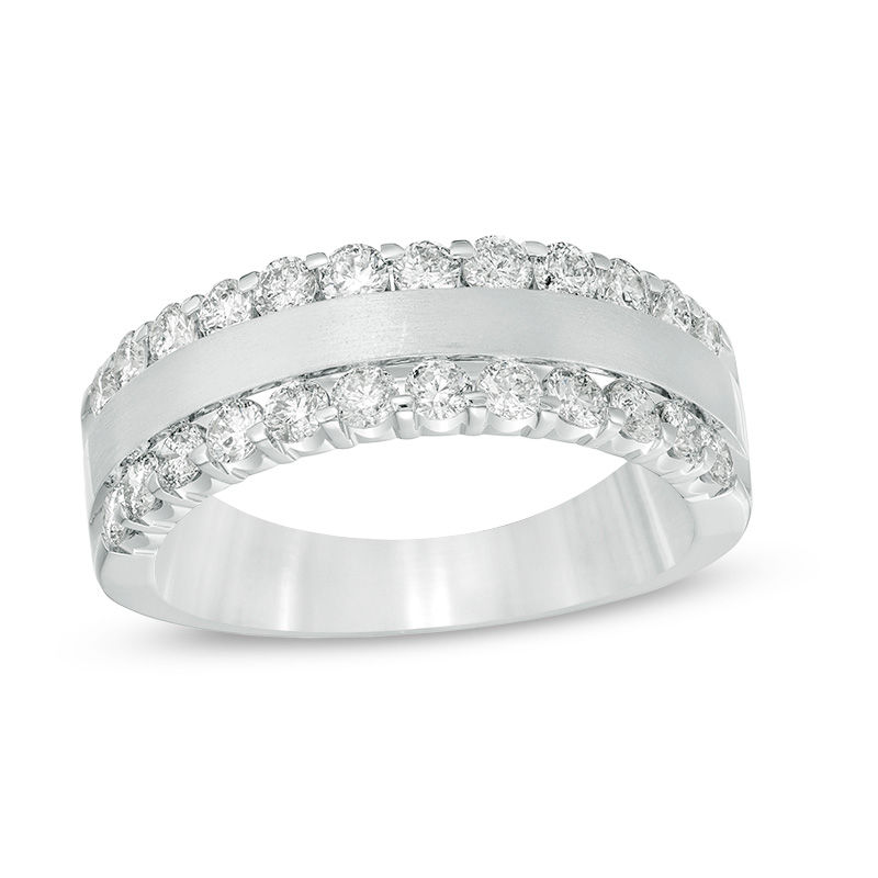 Main Image 1 of 1 CT. T.W. Diamond Satin Center Anniversary Band in 14K White Gold