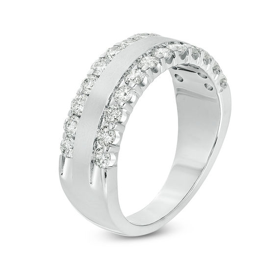 1 CT. T.w. Diamond Satin Center Anniversary Band in 14K White Gold