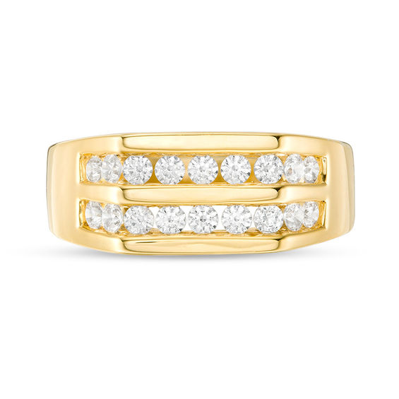 1/2 CT. T.w. Diamond Comfort-Fit Double Row Wedding Band in 14K Gold