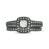 Thumbnail Image 3 of 1/5 CT. T.W. Diamond Cushion Frame Vintage-Style Bridal Set in 10K White Gold with Black Rhodium