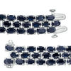 Thumbnail Image 2 of Oval Blue Sapphire Triple Row Bracelet in Sterling Silver - 7.5"