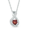 Thumbnail Image 0 of 5.0mm Heart-Shaped Garnet and 1/20 CT. T.W. Diamond Infinity Pendant in Sterling Silver