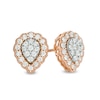Thumbnail Image 1 of 1/2 CT. T.W. Pear-Shaped Multi-Diamond Scallop Frame Vintage-Style Stud Earrings in 10K Rose Gold