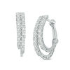 Thumbnail Image 0 of 1 CT. T.W. Diamond Staggered Inside-Out Hoop Earrings in 10K White Gold