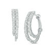 Thumbnail Image 1 of 1 CT. T.W. Diamond Staggered Inside-Out Hoop Earrings in 10K White Gold