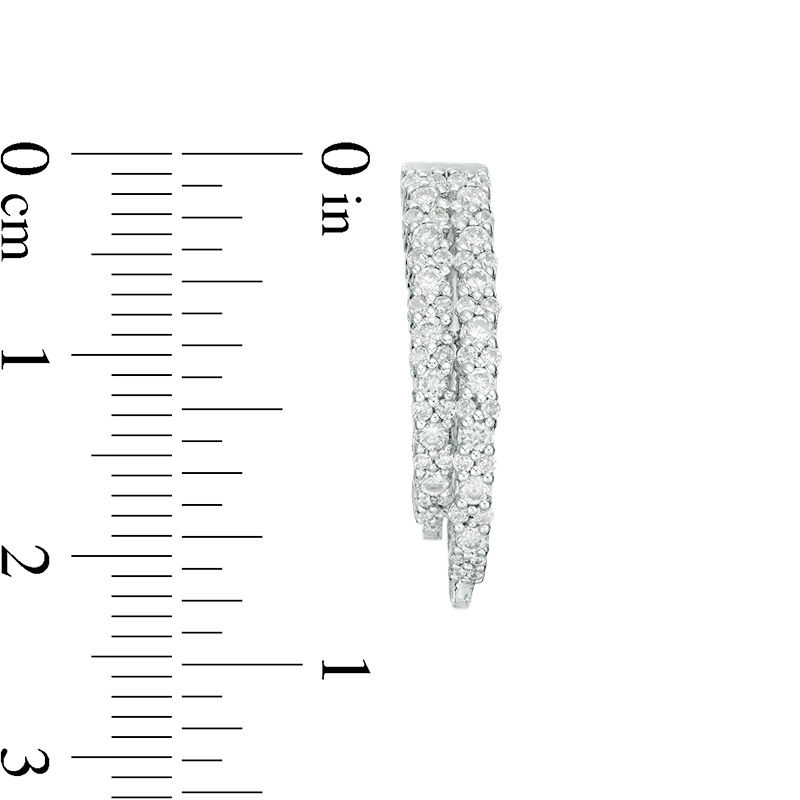 Main Image 2 of 1 CT. T.W. Diamond Staggered Inside-Out Hoop Earrings in 10K White Gold