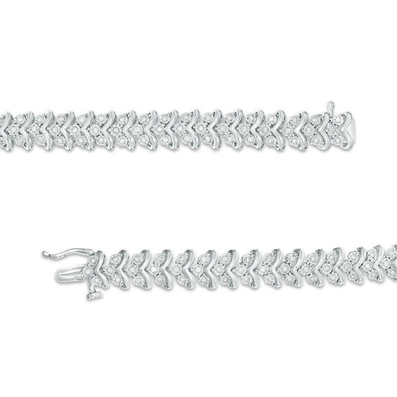1 CT. T.w. Diamond Three Stone Chevron Bracelet in Sterling Silver - 7.5"