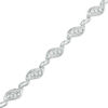 Thumbnail Image 1 of 1/2 CT. T.W. Diamond Three Stone Bypass Ribbon Bracelet in Sterling Silver - 7.5"