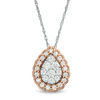 Thumbnail Image 1 of 1/3 CT. T.W. Composite Diamond Scallop Pear-Shaped Frame Vintage-Style Pendant in 10K Two-Tone Gold