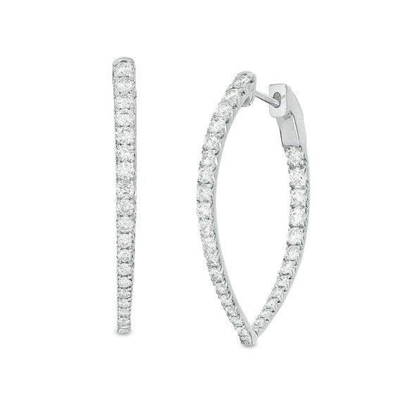 2 CT. T.w. Diamond Inside-Out Point Hoop Earrings in 10K White Gold