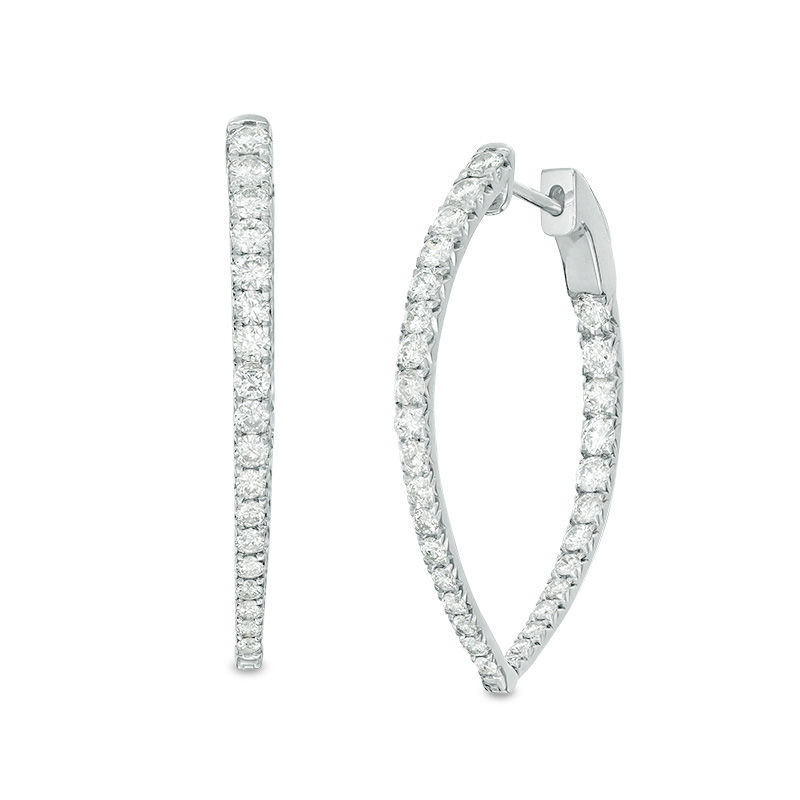 2 CT. T.W. Diamond Inside-Out Point Hoop Earrings in 10K White Gold