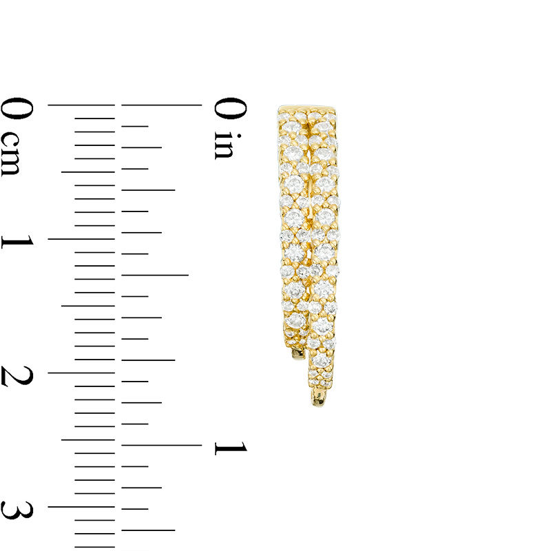 Main Image 2 of 1 CT. T.W. Diamond Staggered Inside-Out Hoop Earrings in 10K Gold