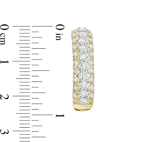 2 CT. T.w. Diamond Zig-Zag Hoop Earrings in 10K Gold