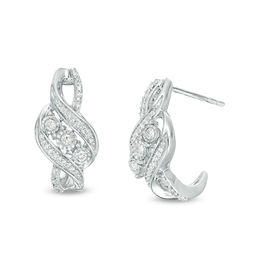 Drop Earrings Zales T W Diamond Three Stone Byp Ribbon Drop Earrings In Sterling Silver