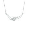 Thumbnail Image 1 of 1/5 CT. T.W. Diamond Three Stone Bypass Ribbon Necklace in Sterling Silver