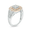Thumbnail Image 2 of 1 CT. T.W. Composite Diamond Triple Cushion Frame Ring in 10K Two-Tone Gold