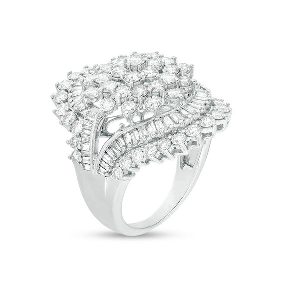 4 CT. T.w. Multi-Diamond Starburst Bypass Ring in 10K White Gold
