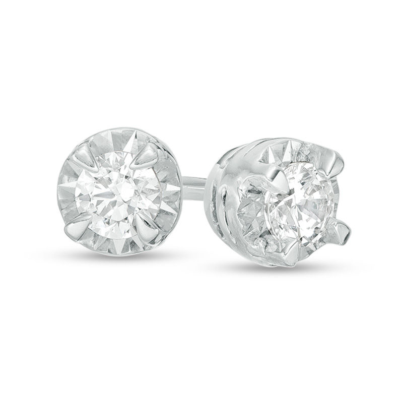 Main Image 1 of 1/6 CT. T.W. Diamond Solitaire Stud Earrings in Sterling Silver