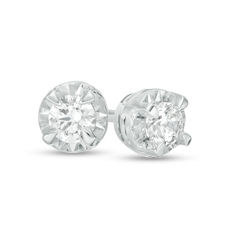 Main Image 1 of 1/6 CT. T.W. Diamond Solitaire Stud Earrings in 10K White Gold